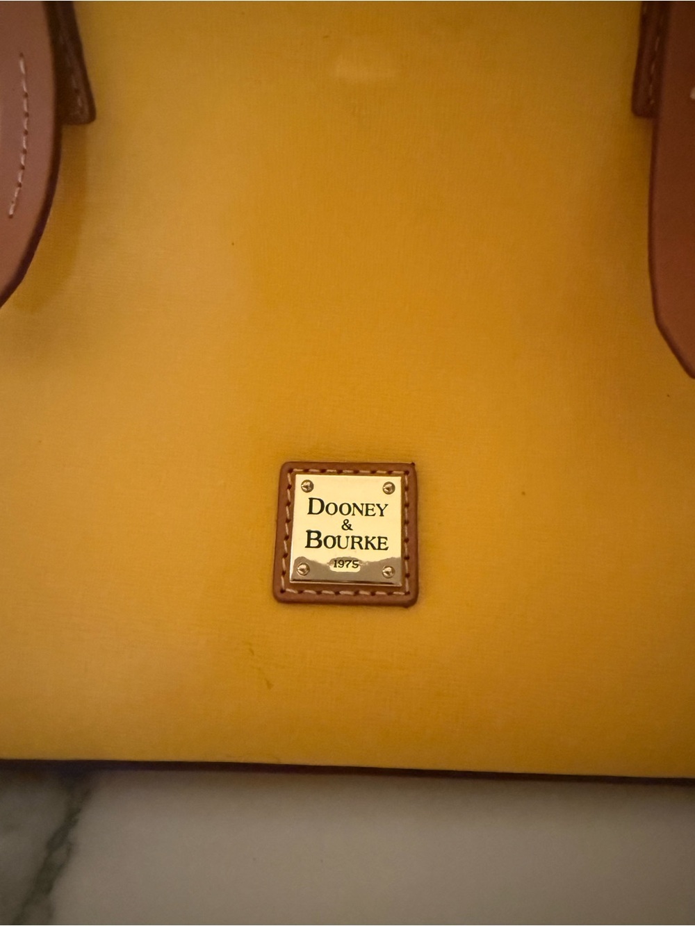 Dooney & Bourke Mustard Yellow Tote with Logo Plaque
